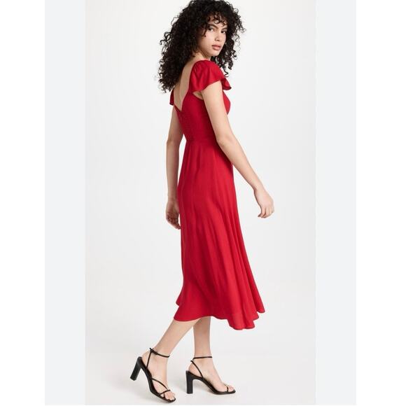 NWOT Reformation Baxley Red Midi Dress Flutter Sleeve Sweetheart Neck Size 2 - Picture 11 of 12